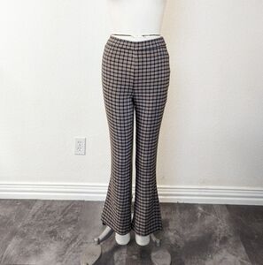 Urban Outfitters Plaid High Rise Flare Leg Stretch Pant Blue Yellow 4 punk